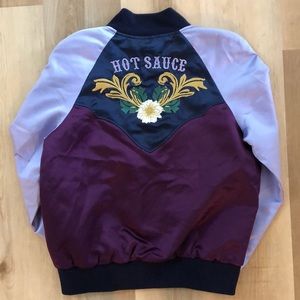 Hot Sauce Embroidered Nylon Bomber Jacket